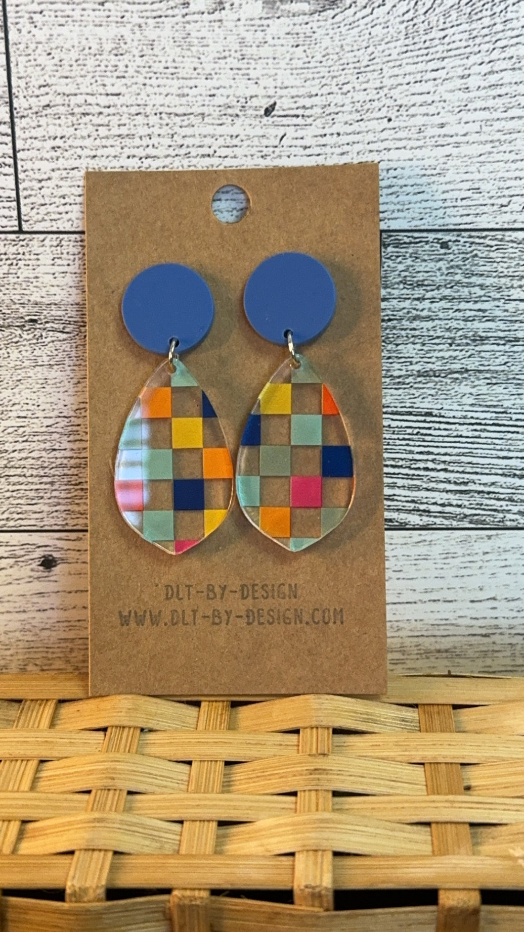 Checkered Blue Earrings