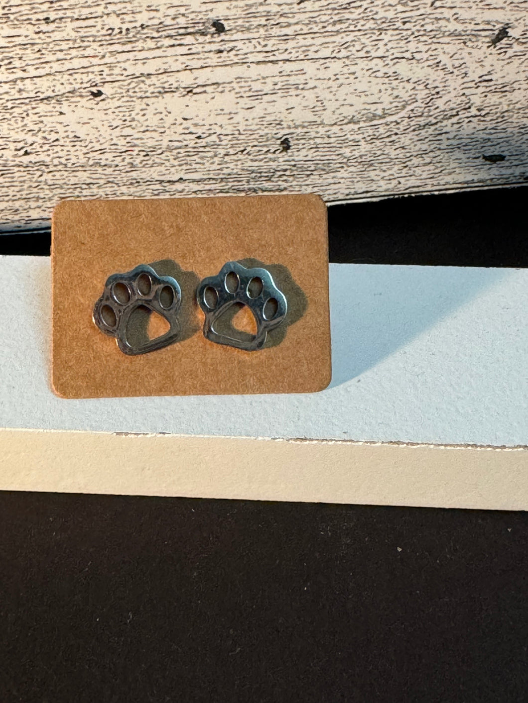 Paw print silver studs