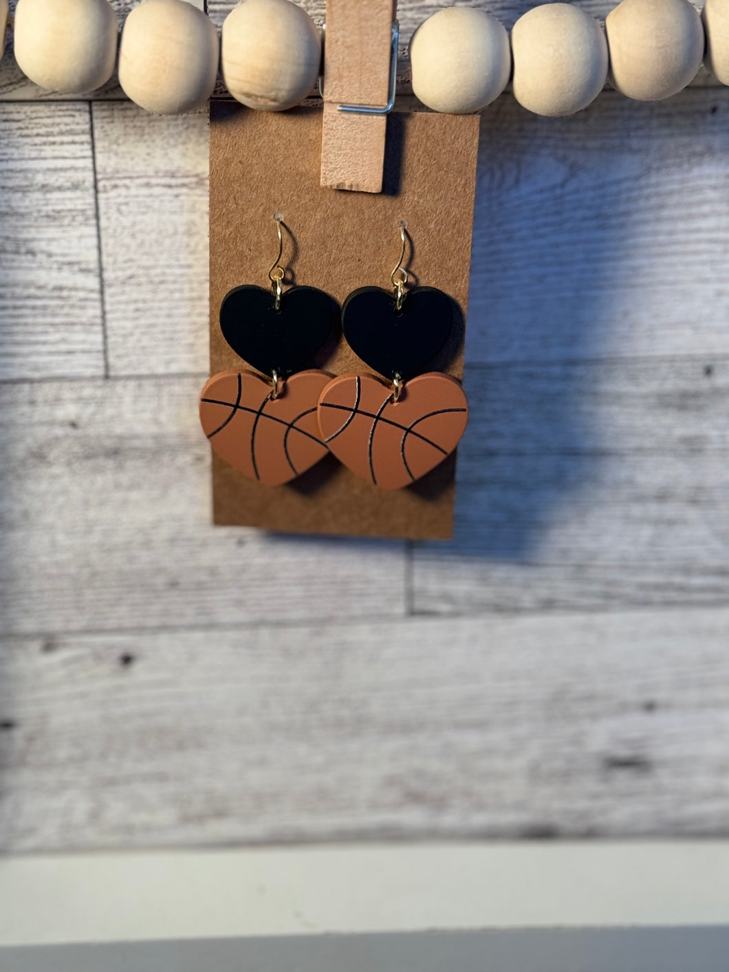 Basketball heart earrings
