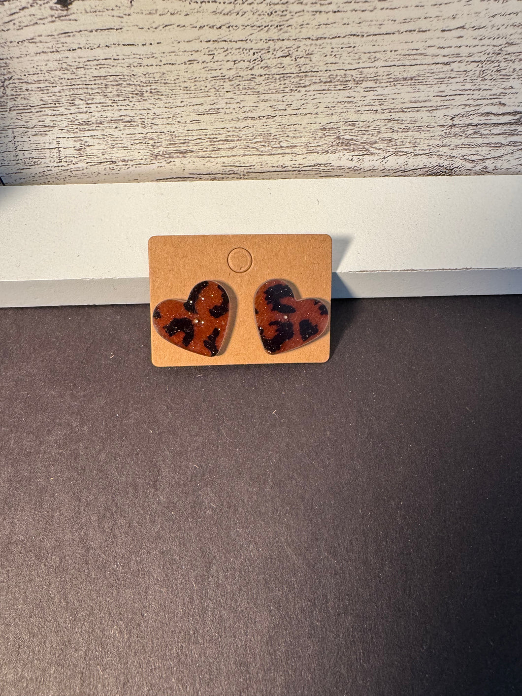 Tortoiseshell Heart studs