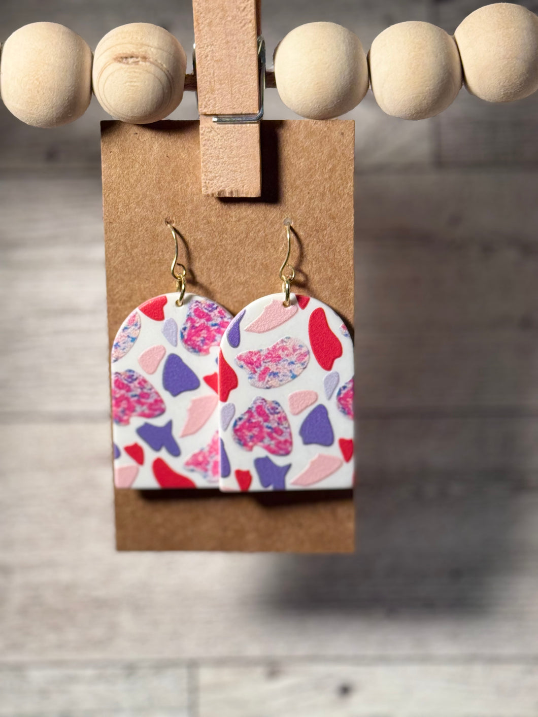 Purple and red design earrings