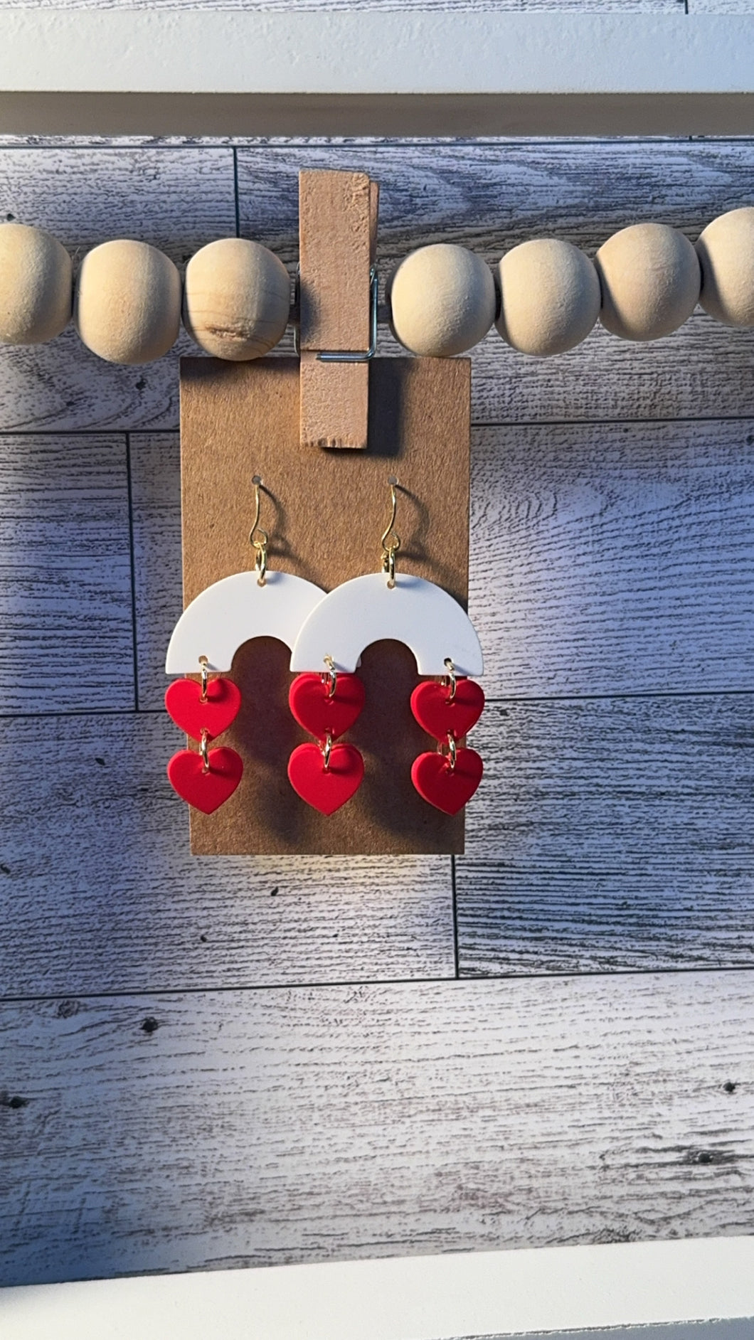 Red heart arch earrings