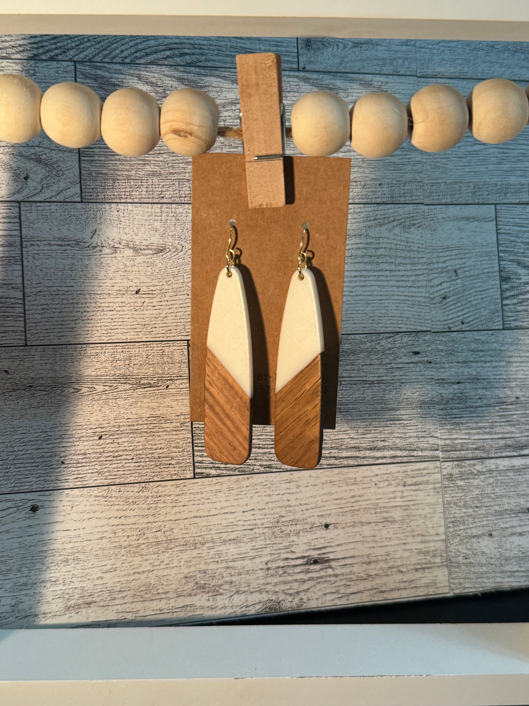 White Wood Earrings