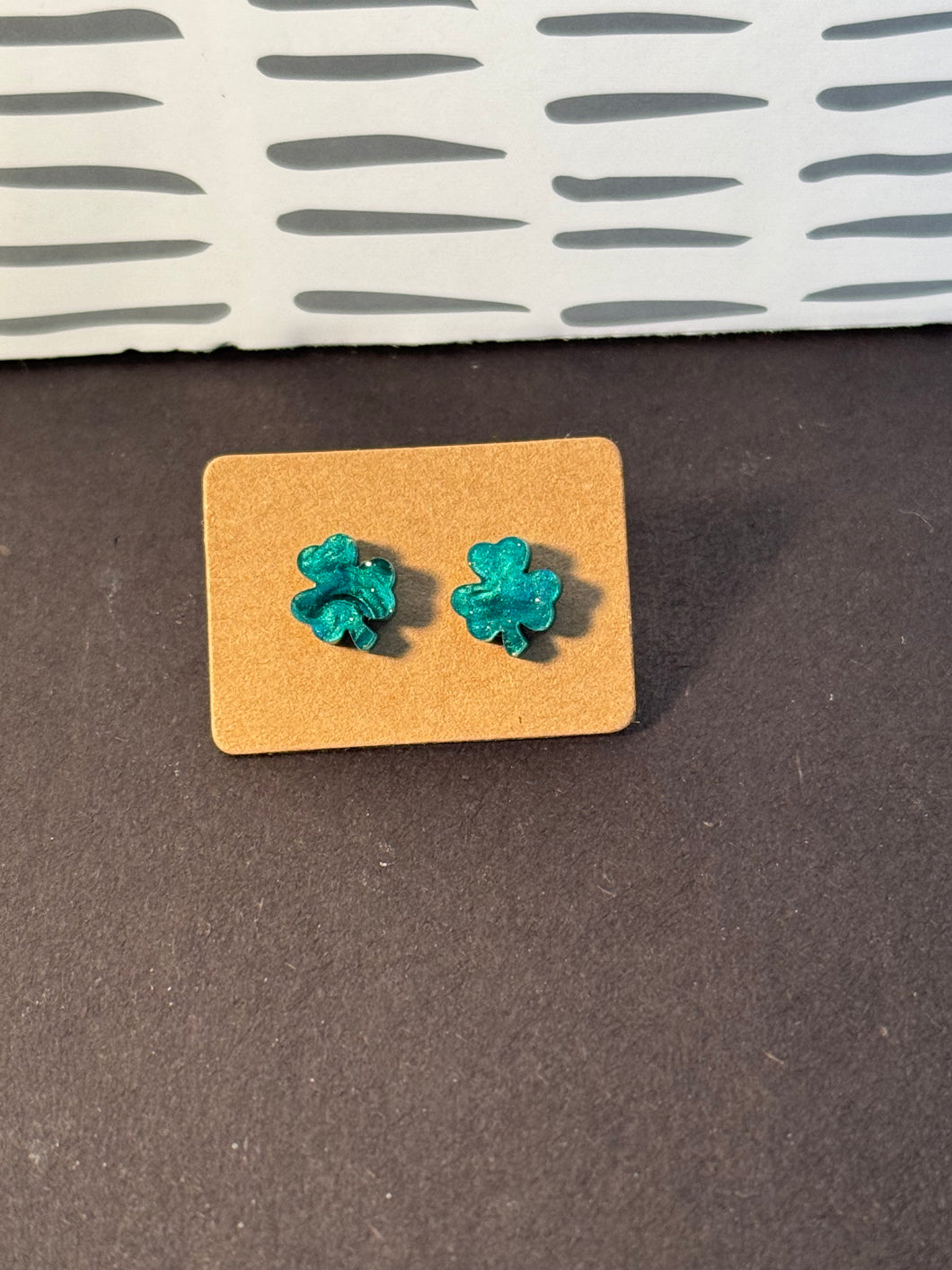 Shimmer shamrock studs
