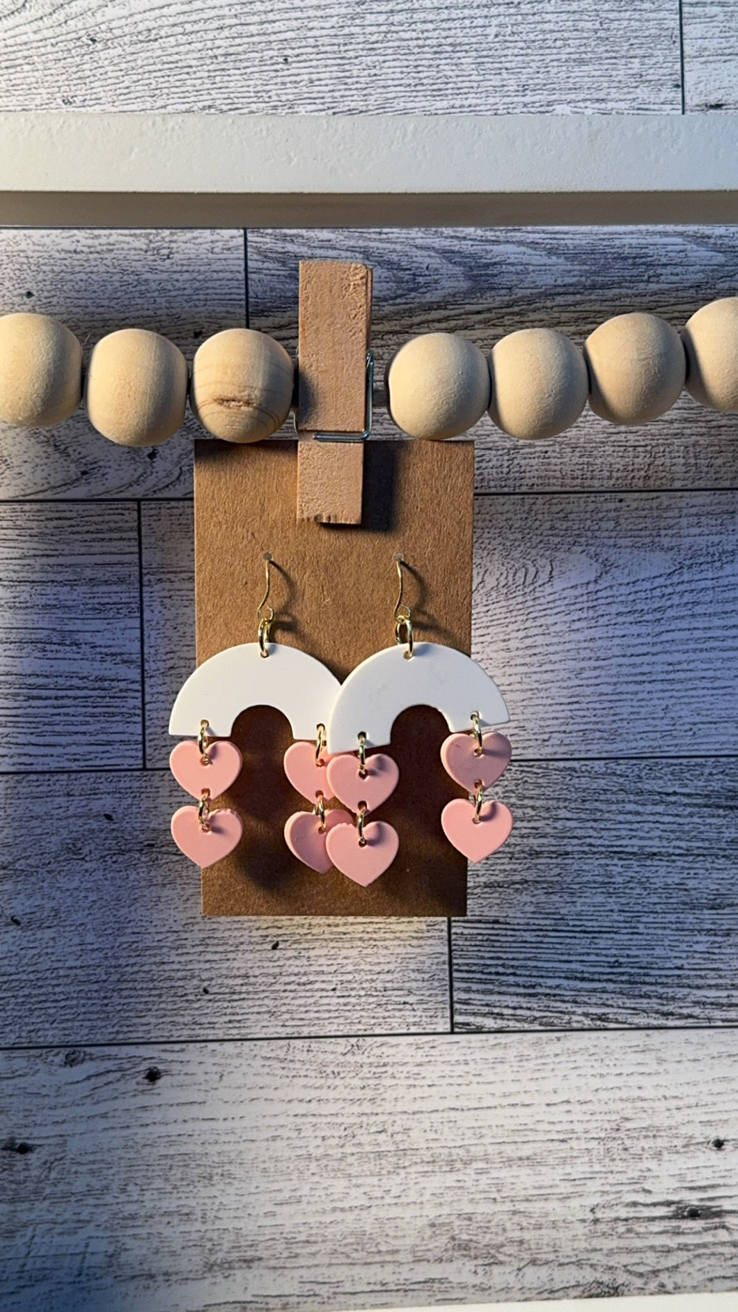 Pink heart arch earrings