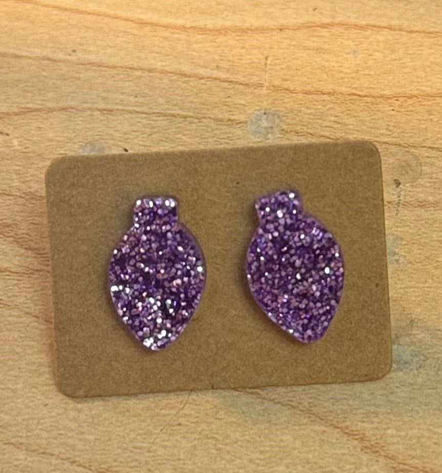 Purple Glitter Light Studs