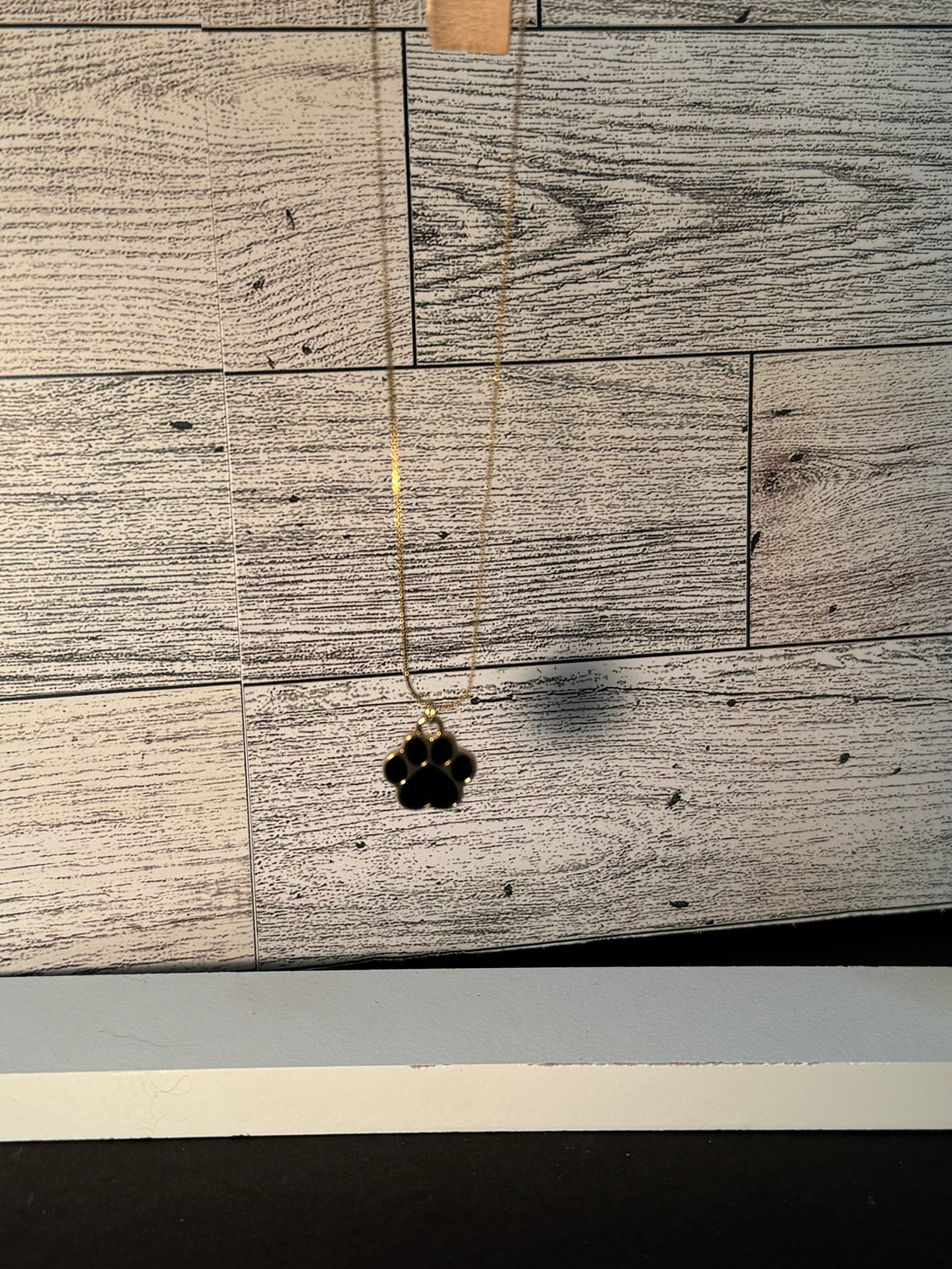 Black Paw print Gold Necklace