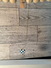 Load image into Gallery viewer, Blue Checkered Heart Gold Necklace
