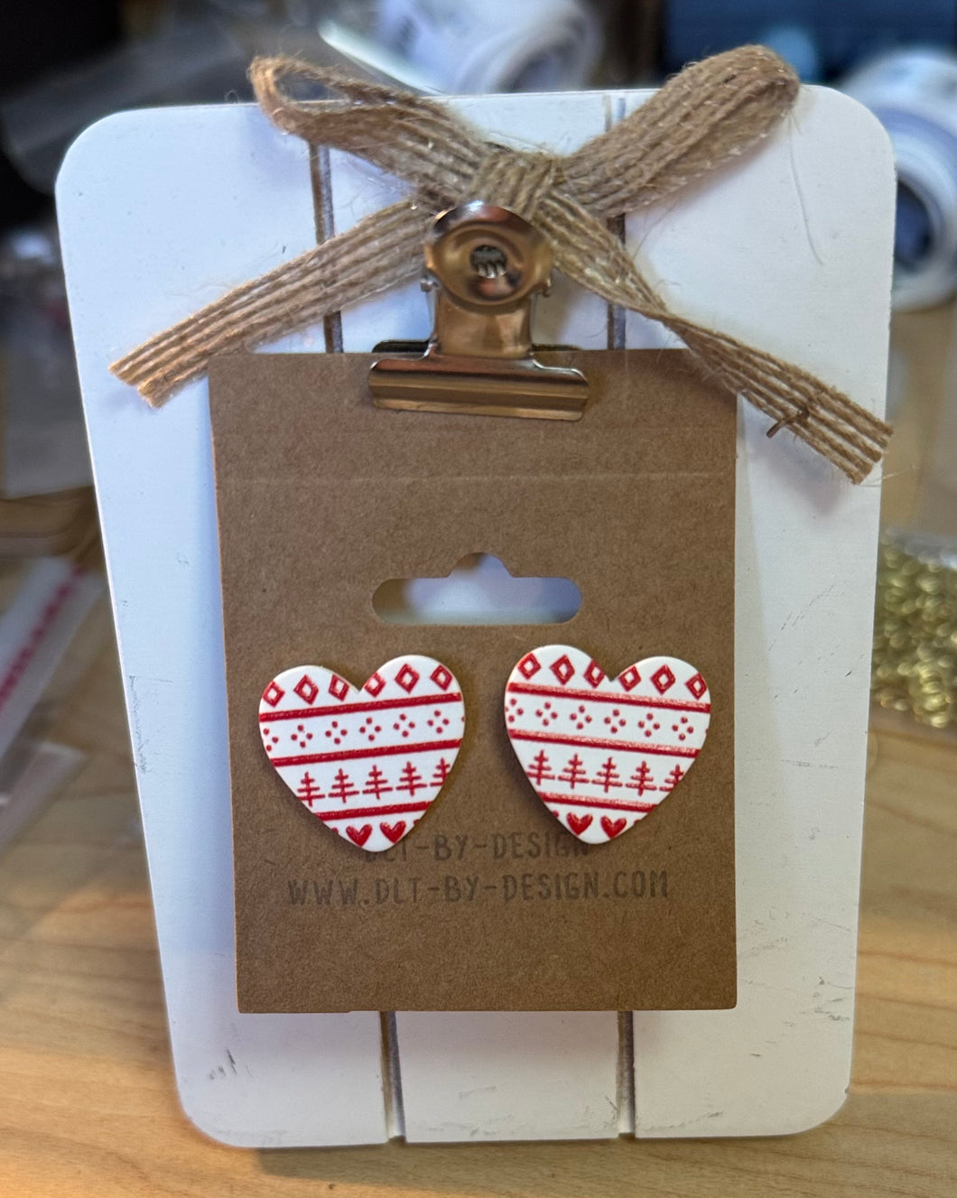 Fair Isle Heart Studs