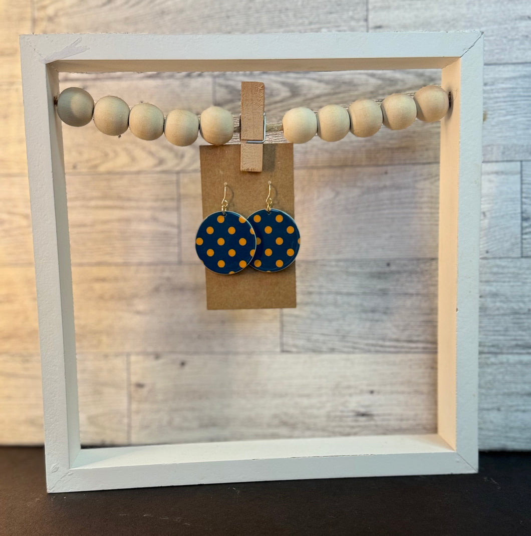 Blue and gold polka dot