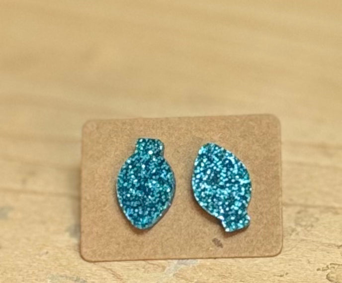 Blue glitter Christ light studs