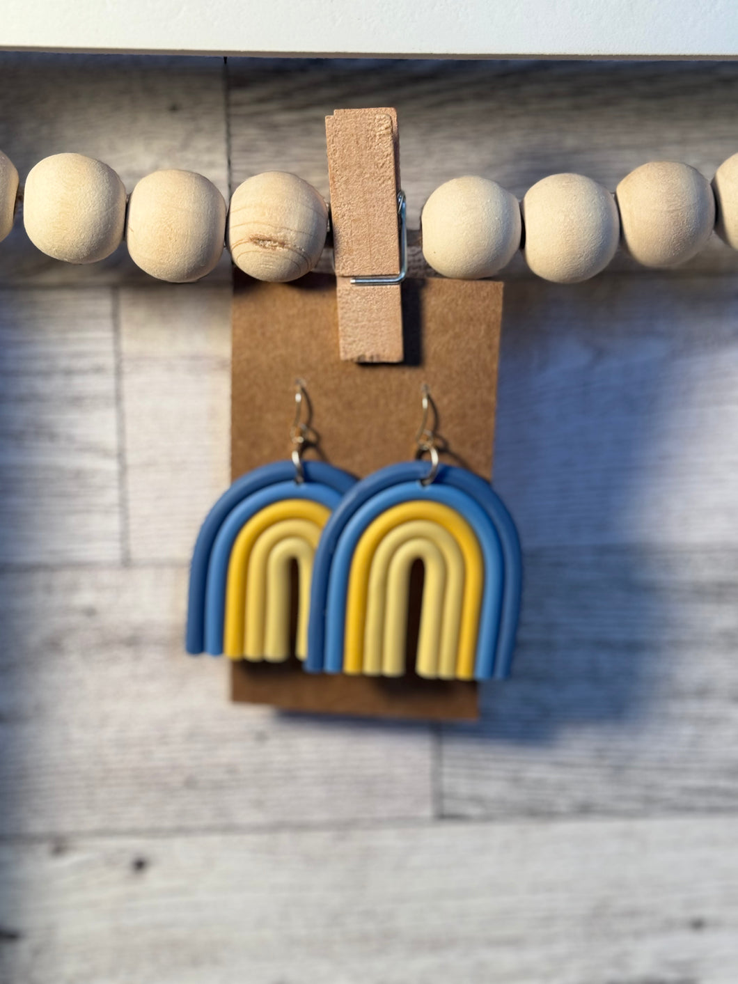 Yellow and Blue Arch Earrings