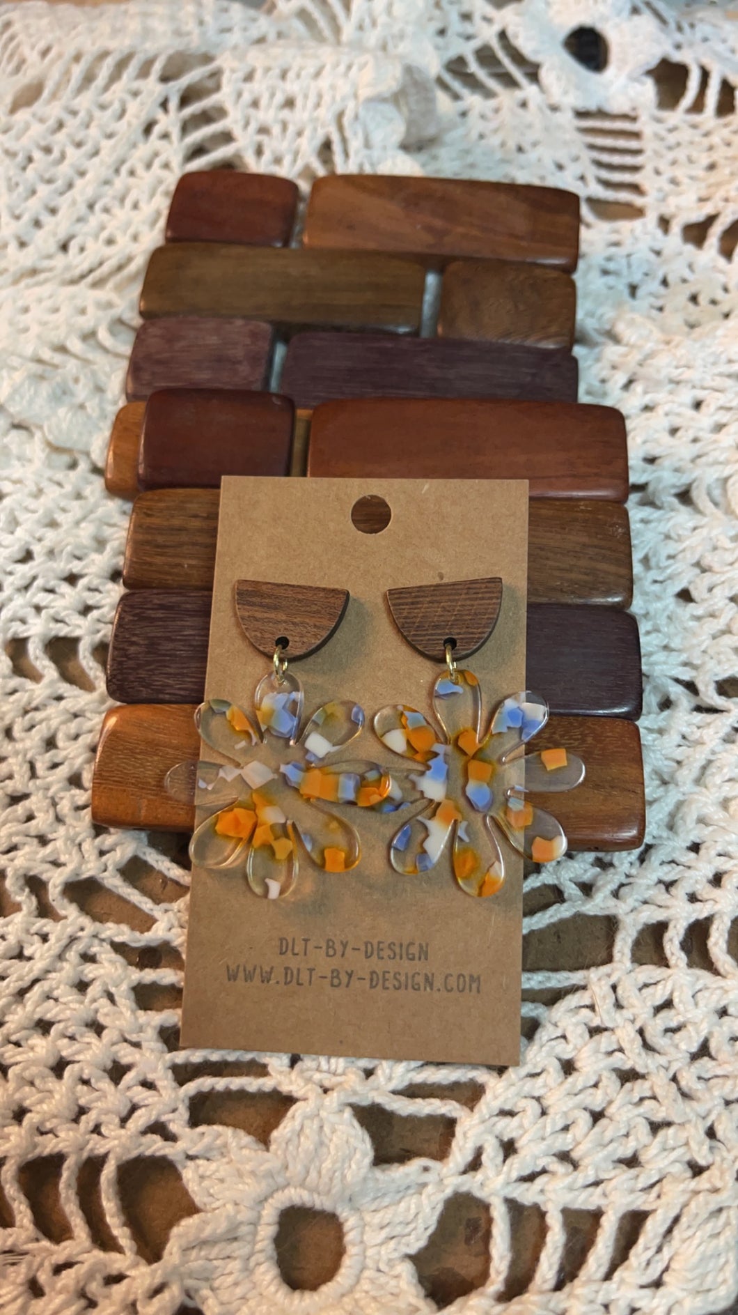 Wood Flower Earrings*