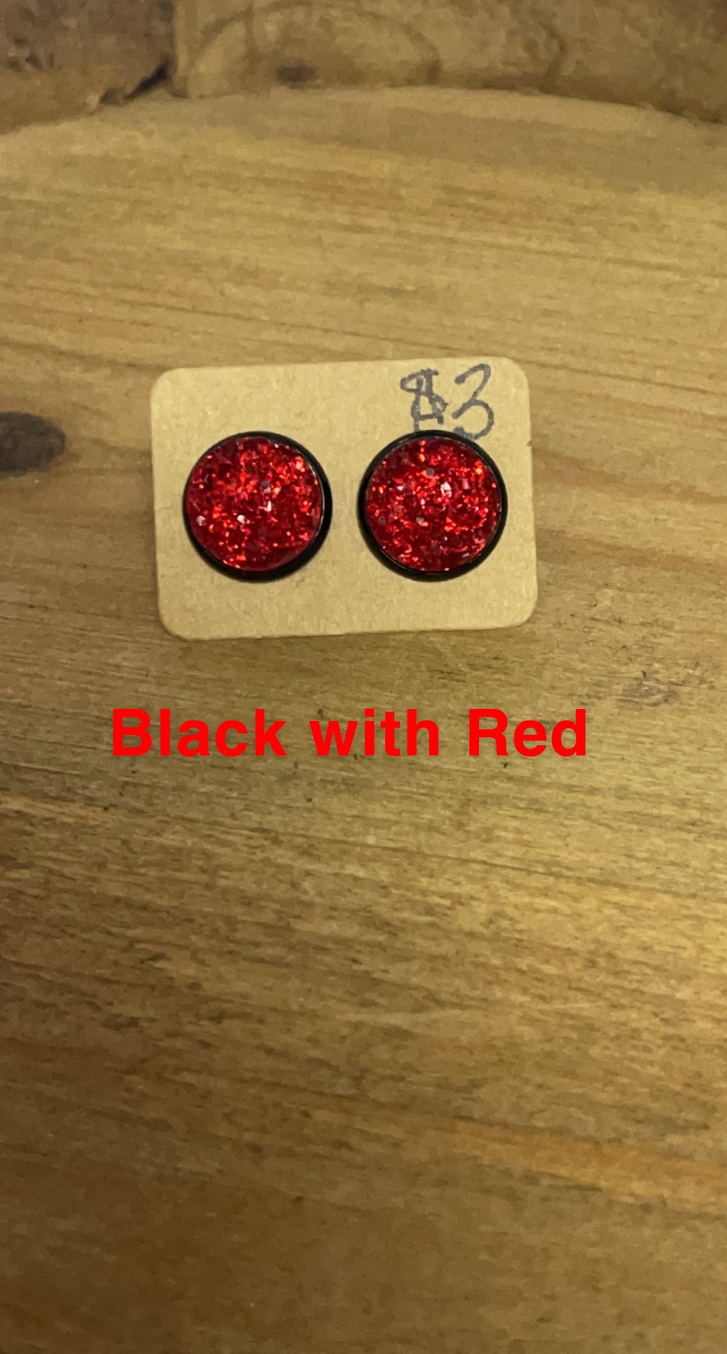 Sports- Red Druzy with Black Studs