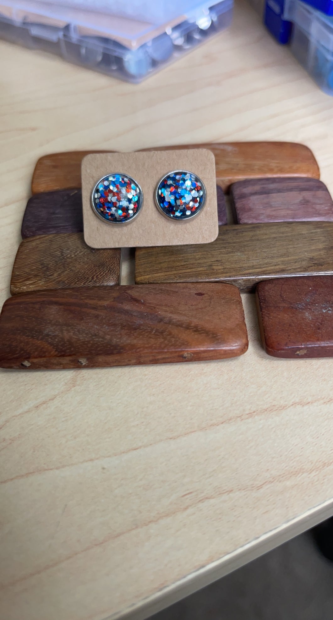Holiday Let Freedom Ring Glitter Studs *