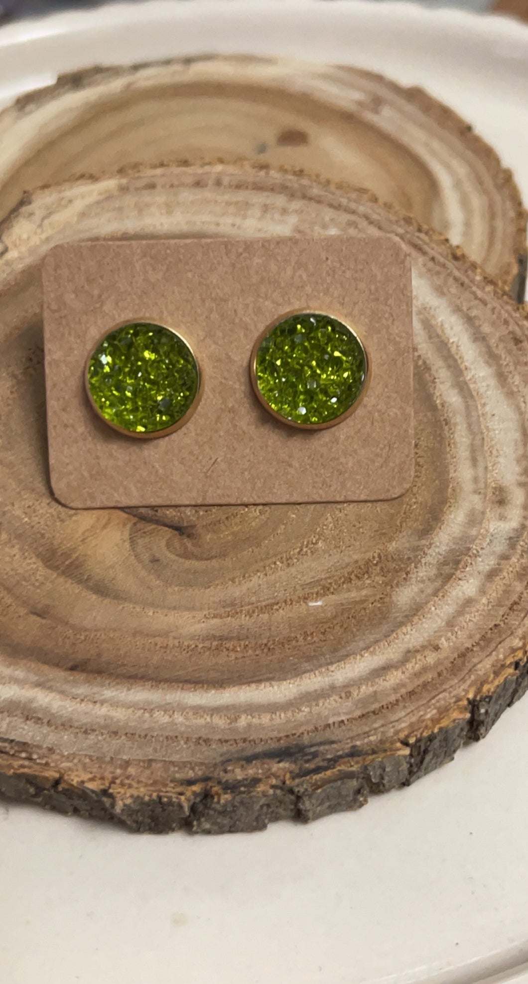Chartreuse Crystal Studs *
