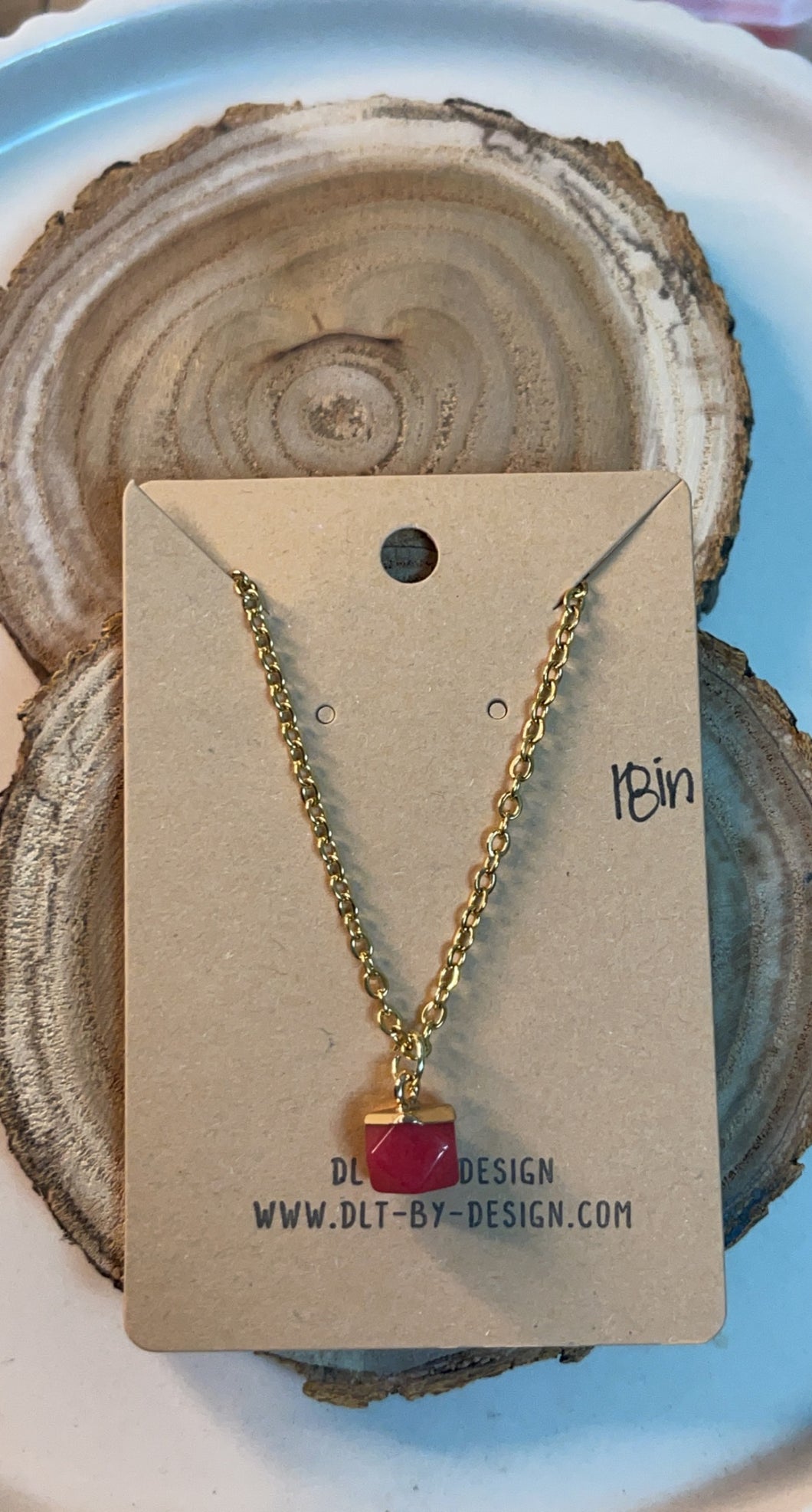 Strawberry Stone Gold Necklace 18in
