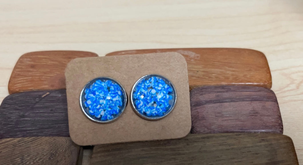 Holiday Blue and White Sparkle Studs