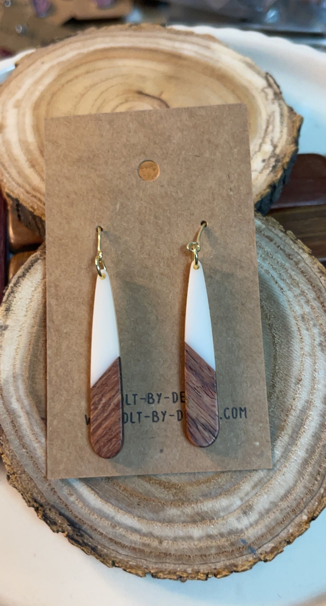 White Wood Resin Earrings*