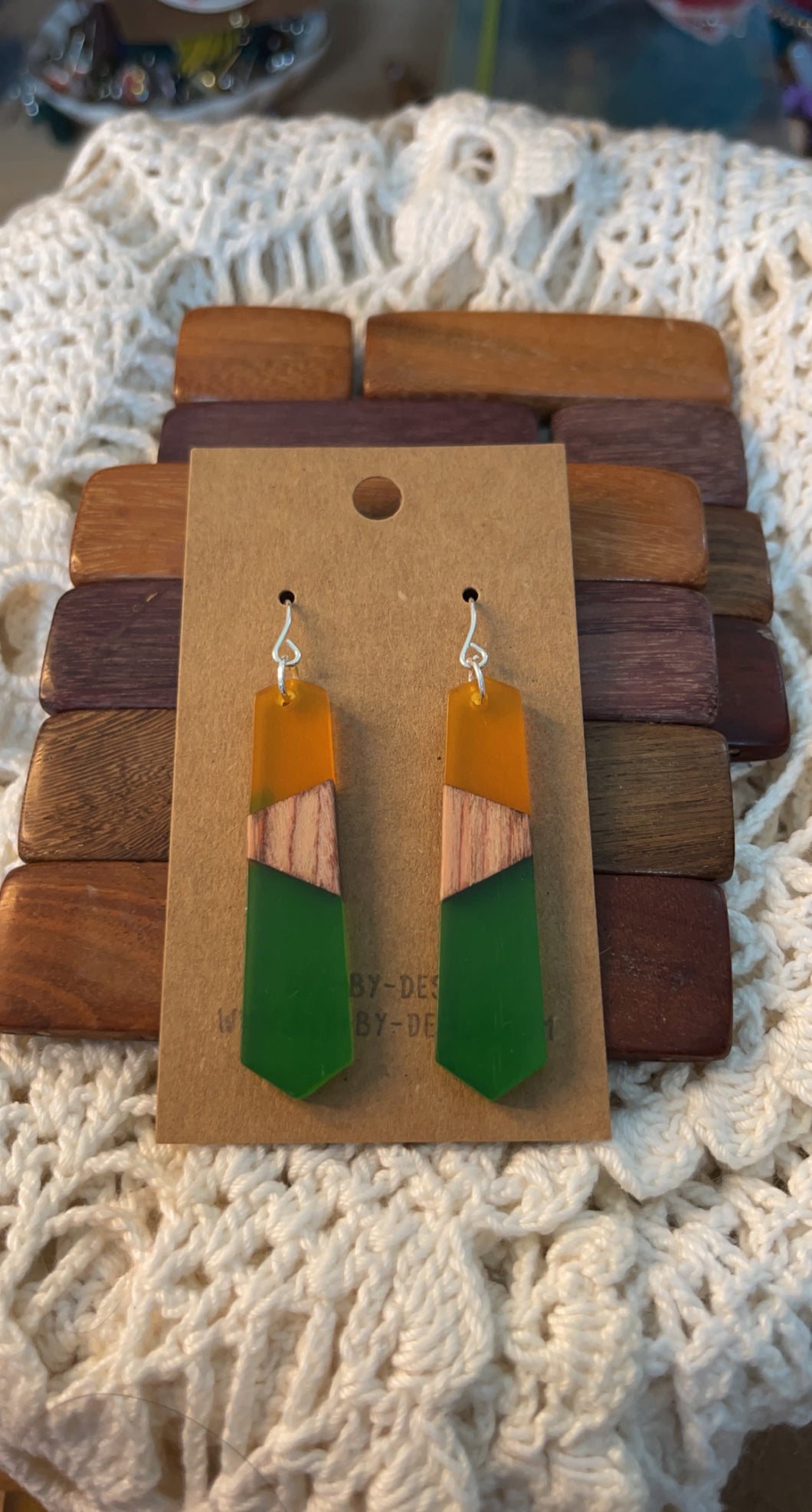 Yellow and Green Resin Earrings*