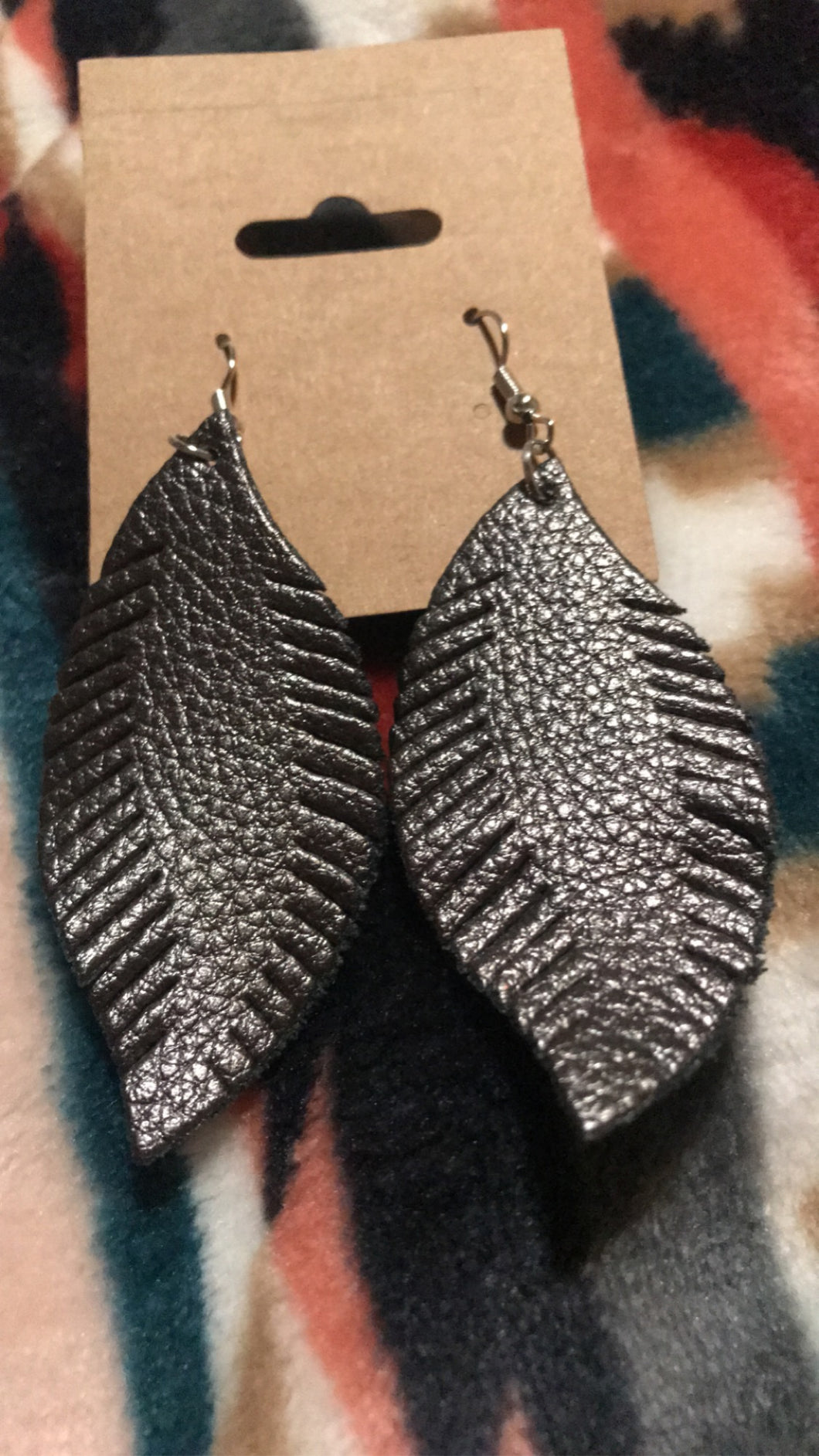 Bronze Metallic Feather Earrings *
