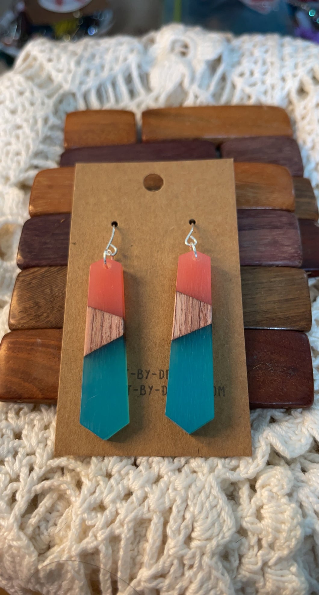Pink and Blue Resin Earrings*