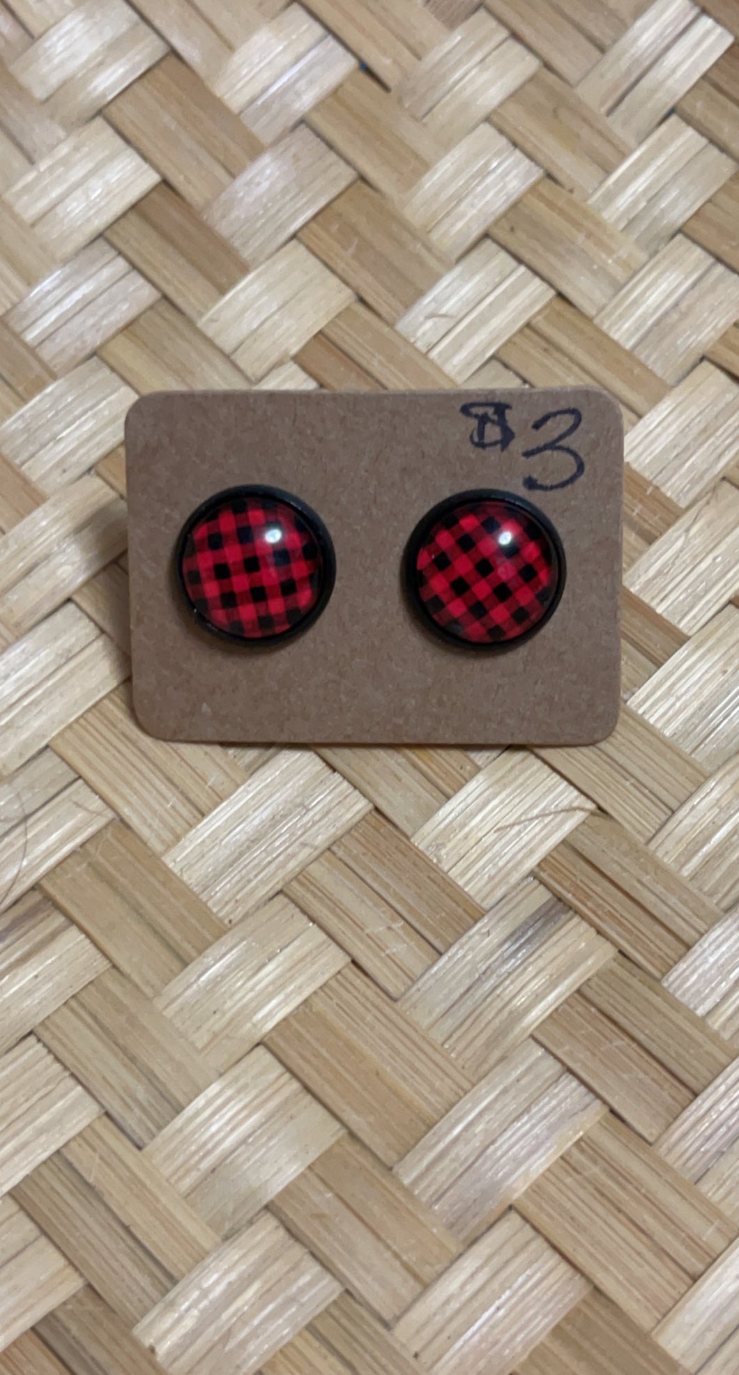 Red and Black Check Studs