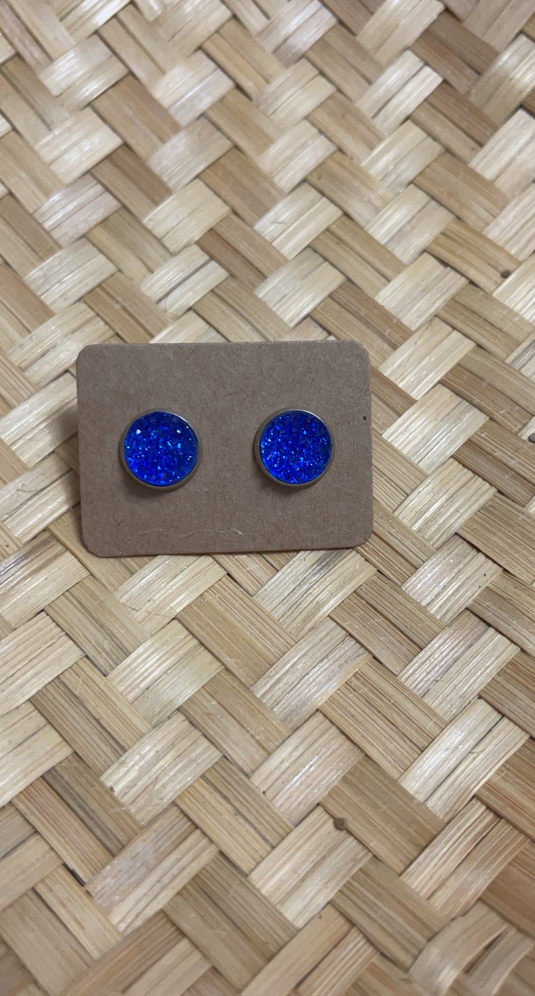 Royal Blue Crystal Druzy Studs *